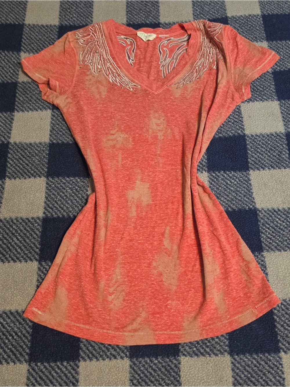 Y2k scene mcbling style miss me angel wings top